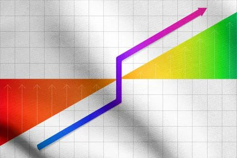 Graph showing business progress on grid background. Detailed fabric texture. Stock Illustration