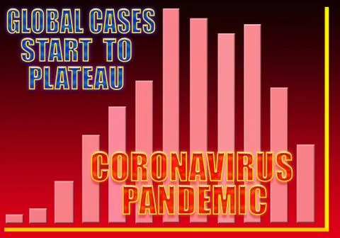Graph showing that the global coronavirus cases start to plateau イラスト素材
