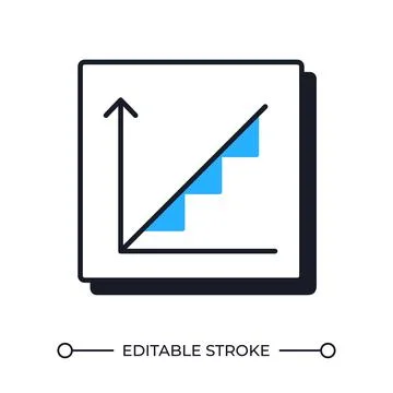 Graph showing growth offset shadow line icon 스톡 일러스트