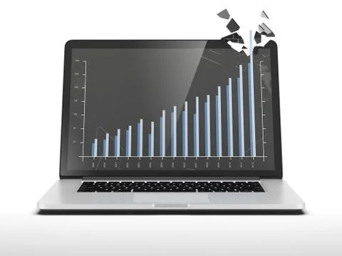 Graph showing high growth on laptop Stock Illustration