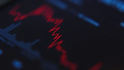 A graph showing the increase and decrease of the stock market numbers - 库存影片 122177877