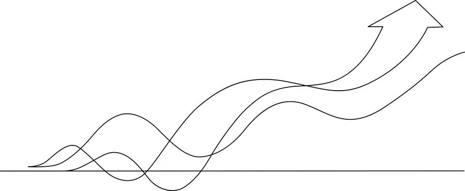 Graph showing multiple waves with increasing amplitude Vector Illustrazione stock