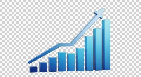 A graph showing a steady increase in data points over time with an upward a.. Stock Illustration