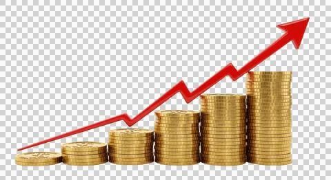 A graph showing a steady increase in the value of gold over time isolated o.. Stock Photos