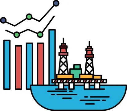A graph is shown with a line that is going down Stock Illustration