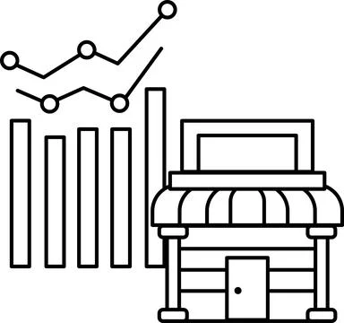 A graph is shown next to a building Stock Illustration