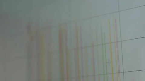 Graph shows data of seismographical sensors on pipe closeup Video stock 136049239