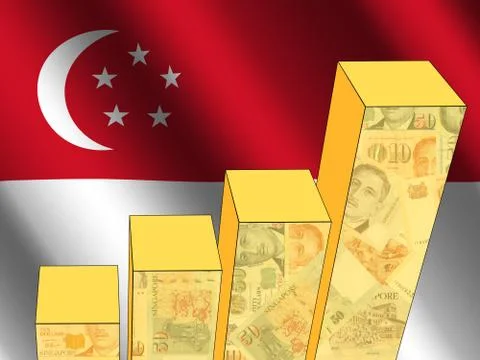 Graph with singapore flag Stock Illustration