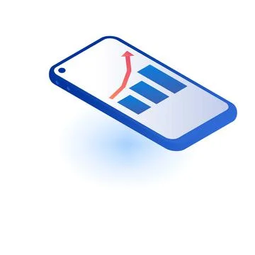 Graph on smartphone icon, isometric style Stock Illustration