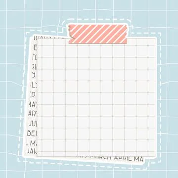 Graph square mockup paper with dots, piece of newspaper is on the bottom, pin Stock Illustration