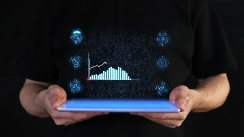 Graph, statistics analysis. Futuristic and technological Hex. Virtual holography Vídeos de archivo 153701955