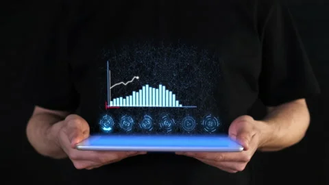 Graph, statistics analysis. Futuristic and technological Hex. Virtual holography Stock Footage 153703139