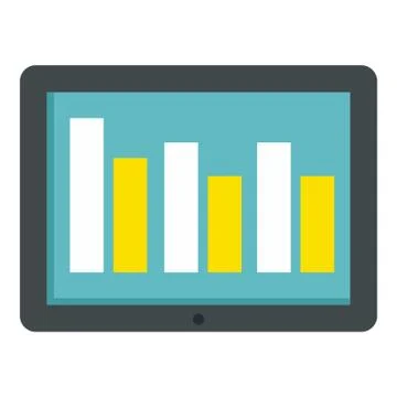 Graph tablet icon, flat style Stock Illustration