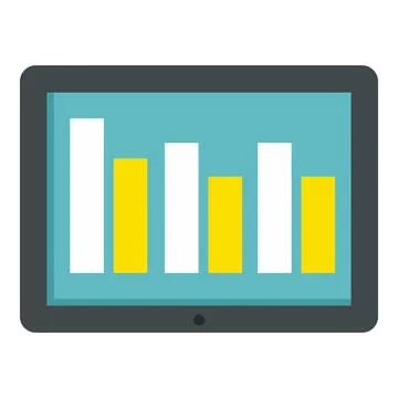 Graph tablet icon, flat style Stock Illustration