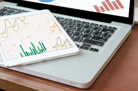 Graph in tablet Stock Photos