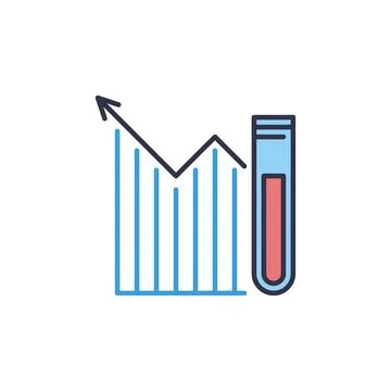 Graph with Test Tube vector Statistic concept colored icon イラスト素材