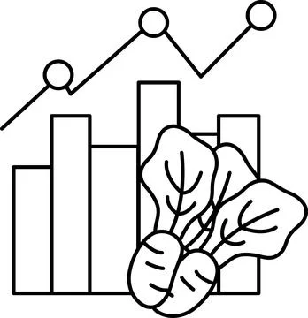A graph with three lines and a leafy green vegetable Stock Illustration