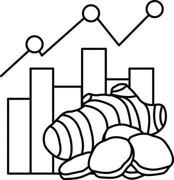 A graph with three lines and three circles is shown with a ginger Illustrazione stock