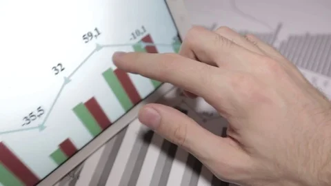 Graph On Touch Screen. Computer Diagram Stock Footage 70636621