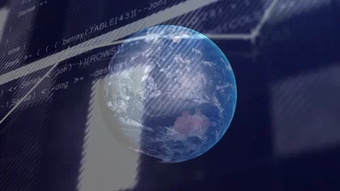 Graph trace entering from left and driving globe rotating, highlighting nodes Stock Footage 332613825