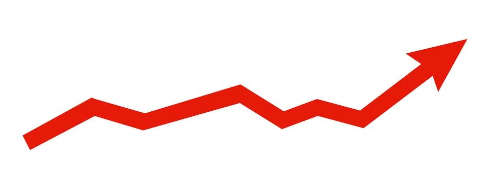 Graph with Trend Line Rising Up in Flat Style. Vector Illustration Illustrazione stock