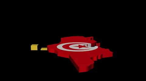 Graph on Tunisia map flag animation Stock Footage 12414716