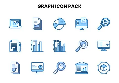 Graph Two Colour Collection Icons Pack Stockillustratie