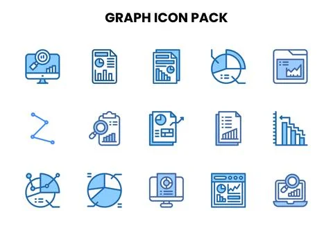 Graph Two Colour Collection Icons Pack Stock Illustration