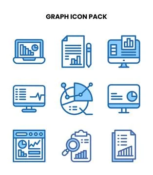 Graph Two Colour Collection Icons Pack Stock Illustration