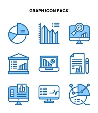 Graph Two Colour Scalable Icons Pack Stock Illustration
