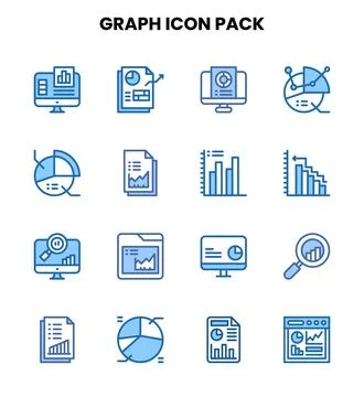 Graph Two Colour Set Icons Pack Stockillustratie