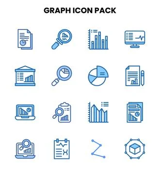 Graph Two Colour Vector Icons Pack Ilustración de archivo