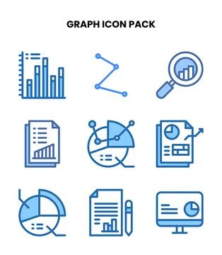 Graph Two Colour Vector Icons Pack Illustrazione stock