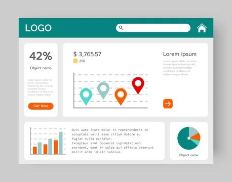 Graph UI. Computer display. Infographic report. Office data infochart with Stock-Illustration