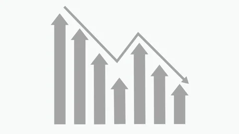 Graph with Upward Arrows and Downward Trend Line Animation, Simple Line and.. Stock Footage 310202691