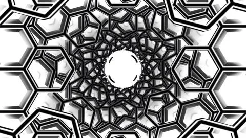 Graphene atom nanostructure animation. Design. Nanotube in form of honeycomb Stock Illustration