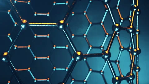 Graphene atom nanostructure loopable animation. Nanotube in form of honeycomb Stock Footage 86694122