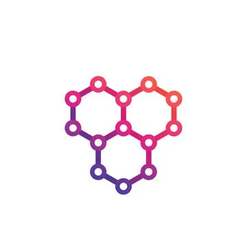 Graphene, atomic carbon structure vector logo design Stock Illustration