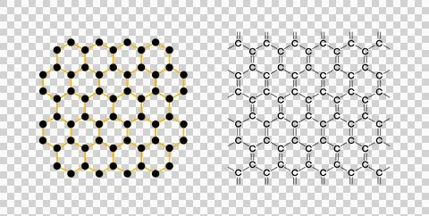 Graphene atomic model illustrating its unique hexagonal lattice structure Stock Illustration