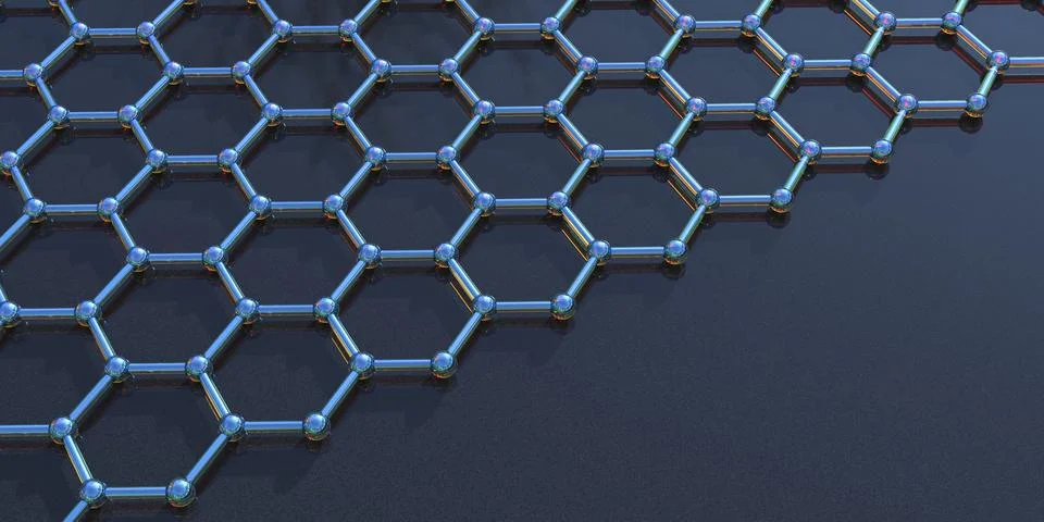 Graphene atomic structure, 3D illustration Stock Illustration