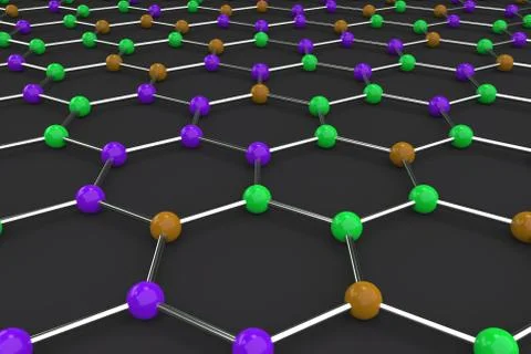 Graphene atomic structure on black background Stock Illustration