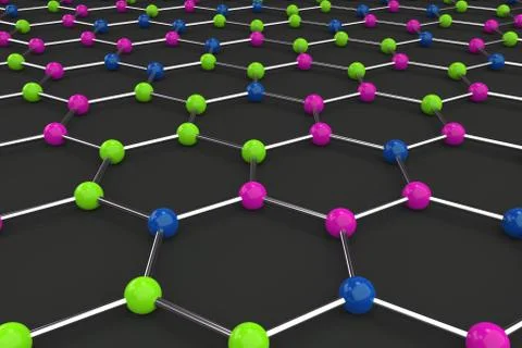 Graphene atomic structure on black background Stock Illustration