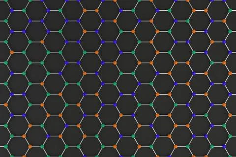 Graphene atomic structure on black background Stock Illustration