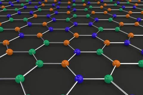 Graphene atomic structure on black background Stock Illustration