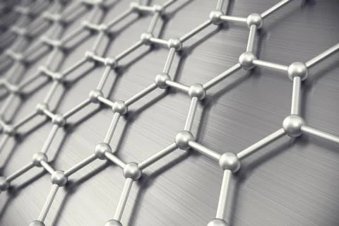 Graphene atomic structure, nanotechnology background. 3d illustration Stock Illustration