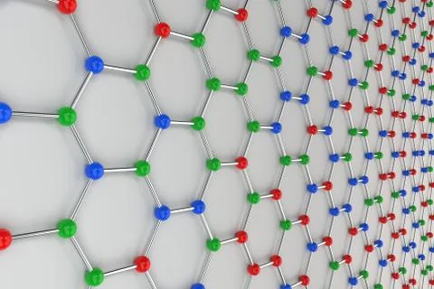 Graphene atomic structure on white background Stock Illustration