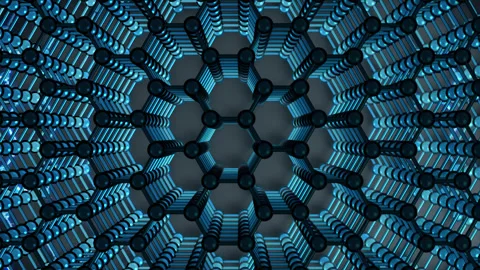 Graphene Battery Conductivity Stack loop Horizontal Blue. This nano technology Stock Footage 342610390