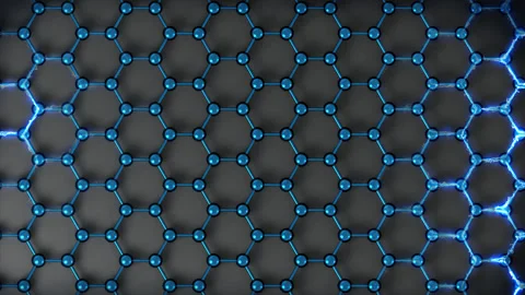 Graphene Battery Electrical Conductivity loop Blue. This macro 3D animation Stock Footage 341024429