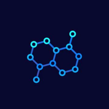Graphene, carbon molecule structure vector icon Illustrazione stock