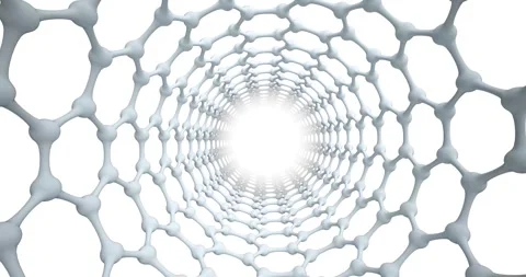 Graphene carbon nanotubes. 3D rendering, seamless loop. Vídeo Stock 264575480
